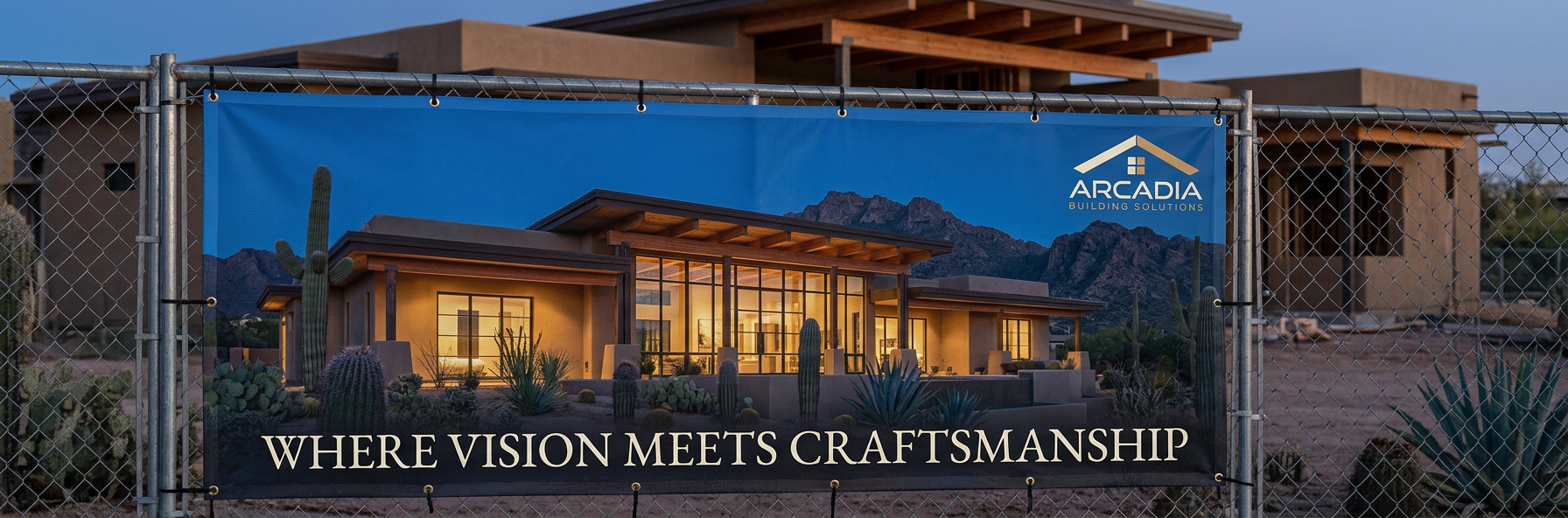 Aesthetic banner option · twilight rendering with Arcadia logo