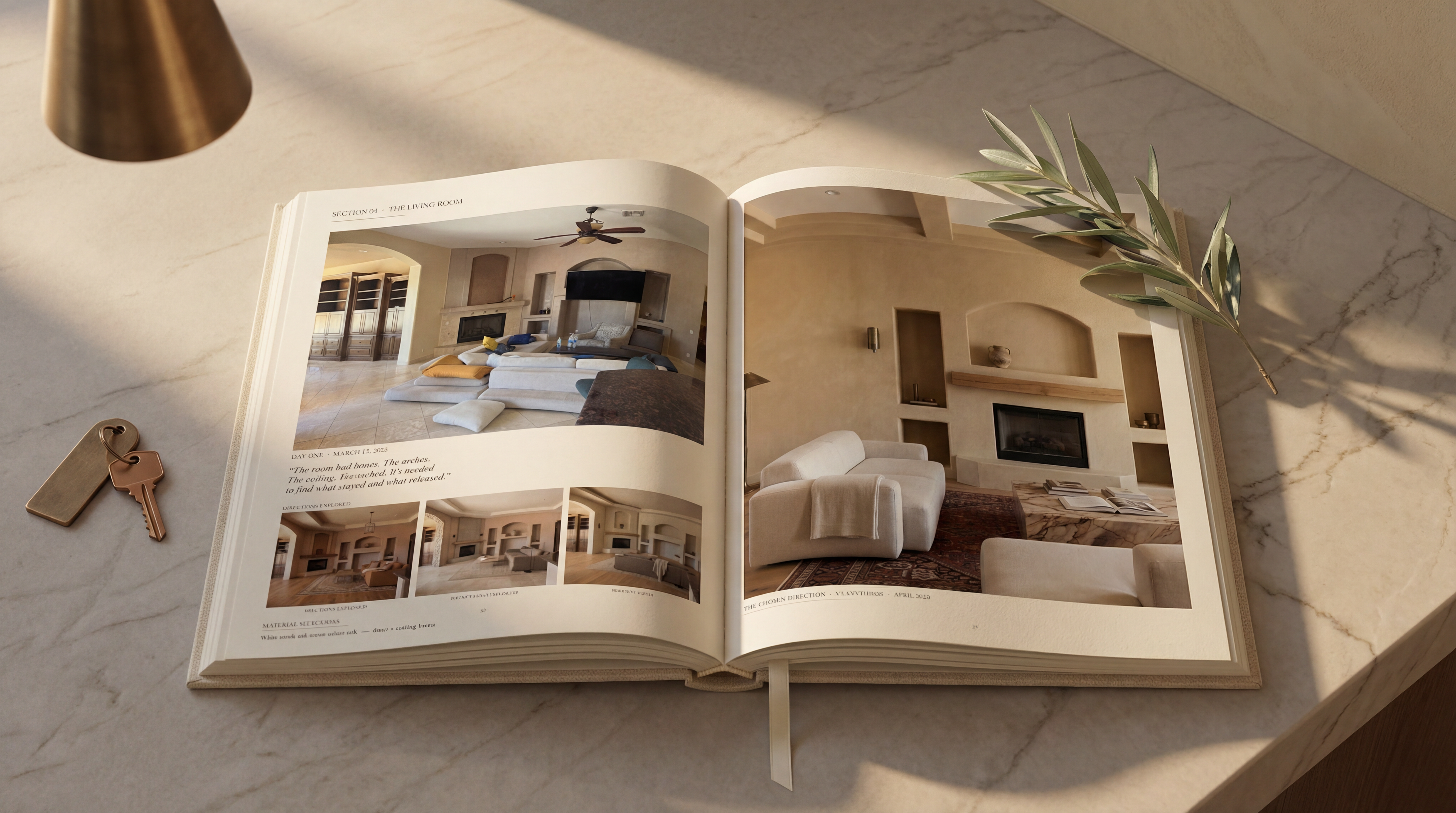 The Vision Book opened to a living room spread