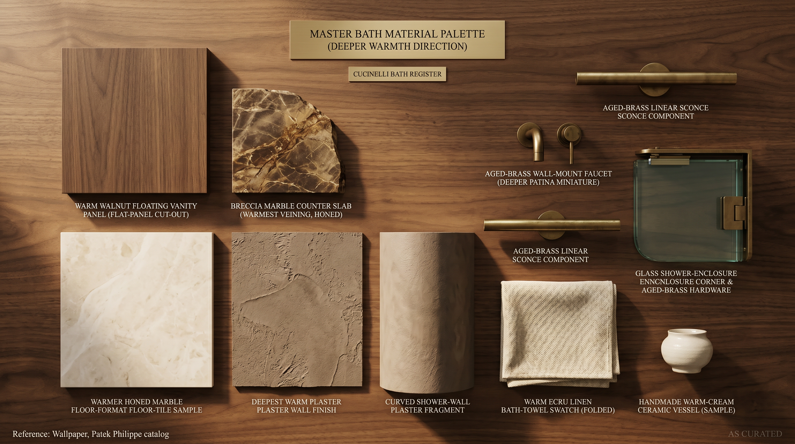 Material palette board · master bath