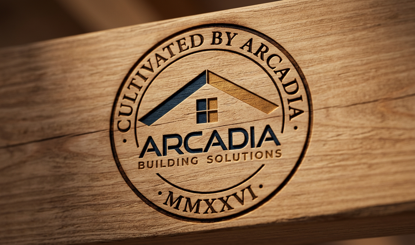 The Arcadia Signature stamped on a load-bearing beam